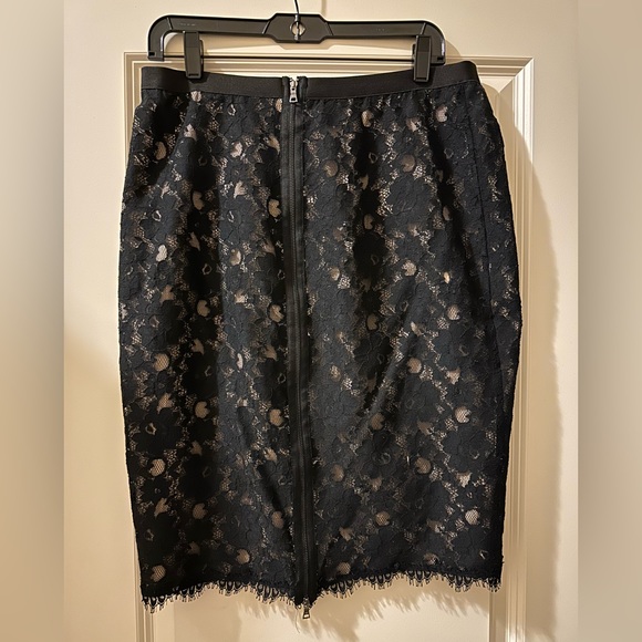 Black Eyelet skirt with cream satin underneath the eyelet, back zipper - Picture 2 of 3